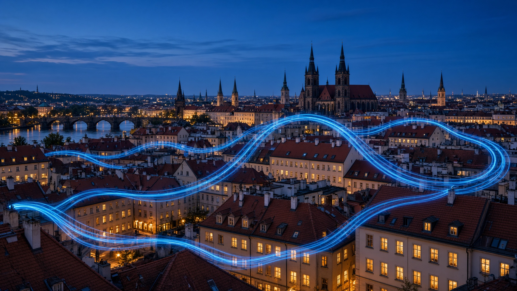 Praha za soumraku